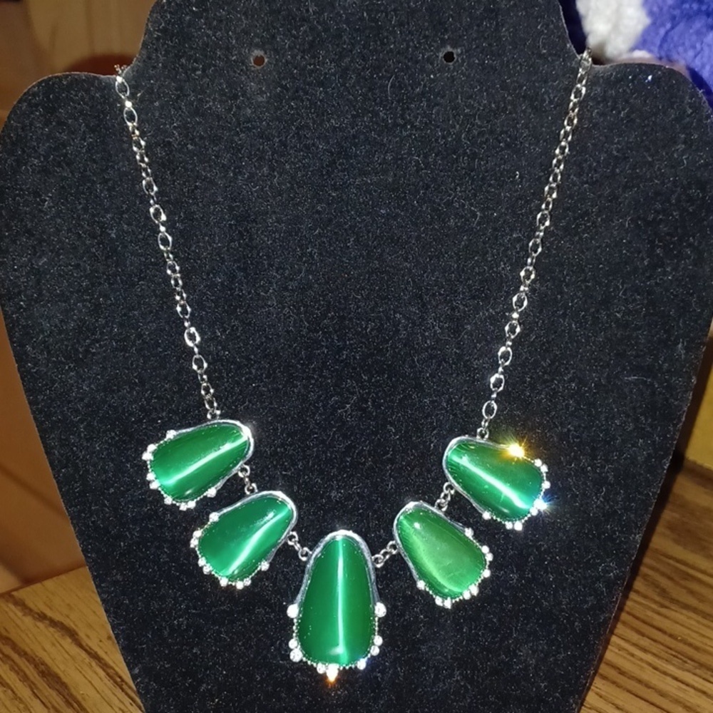 Emerald green octagon shape necklace